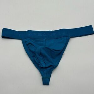 Todd Sanfield Thong Men's Small Blue Teal Essential Solid Minimal Underwear NEW